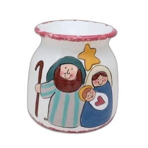 Vintage Handmade Ceramic Nativity Wax Burner, Potpourri Burner For Christmas